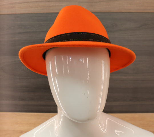 Chapeau Fedora City Wollfilz Orange-Braun avec flip protège oreille