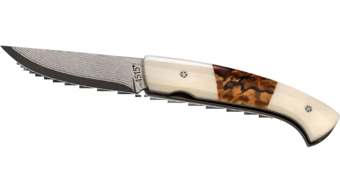 Couteau pliant Hêtre échauffé Os Lame Damas